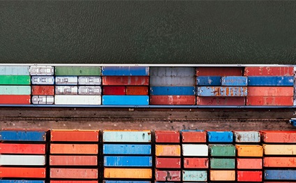 Container ship in harbour