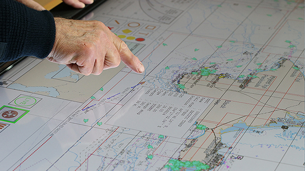 electronic chart in use